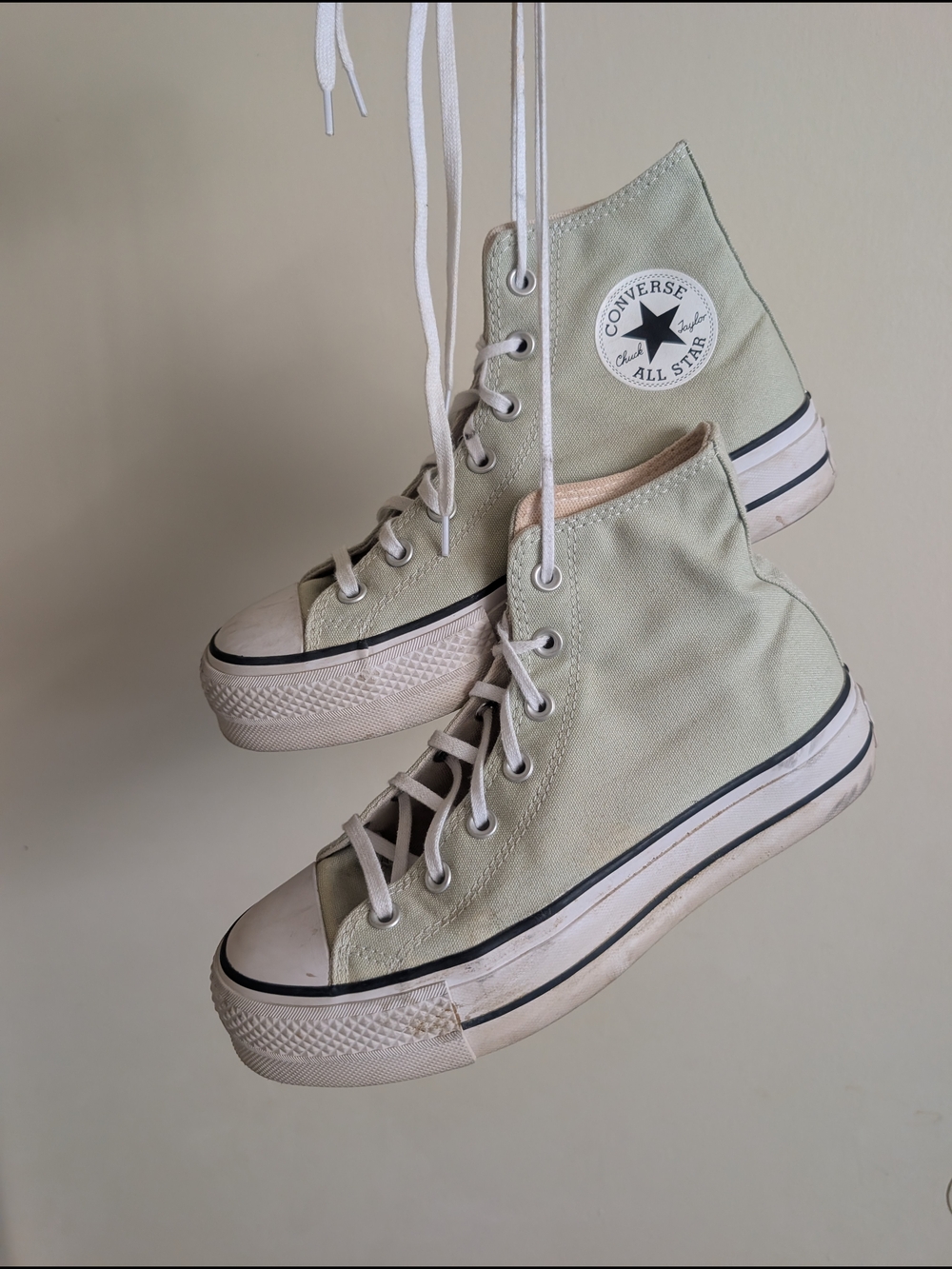 Converse High Top Sneakers in Pale Sage Green - Picture 3 of 8